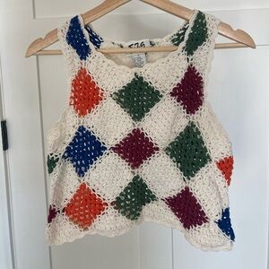 575 Vintage Colorful Crochet Tank Top